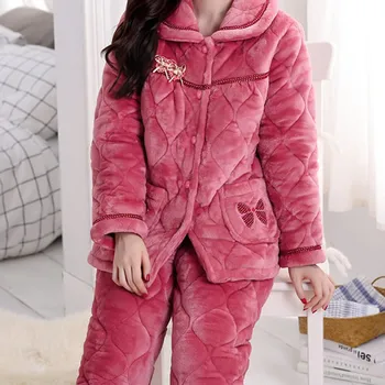 High Quality Autumn And Winter Women Pyjamas Sets Thick Warm Flannel Long Sleeve Pyjama Femme Pants Sleepwear Korean Two Piece
High Quality Autumn And Winter Women Pyjamas Sets Thick Warm Flannel Long Sleeve Pyjama Femme Pants Sleepwear Korean Two Piece