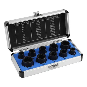 10Pcs/set Bolt Nut Screw Remover Extractor Removal Set Damaged Nut Removal Socket Tool Threading Hand Tools Kit With Box
10Pcs/set Bolt Nut Screw Remover Extractor Removal Set Damaged Nut Removal Socket Tool Threading Hand Tools Kit With Box