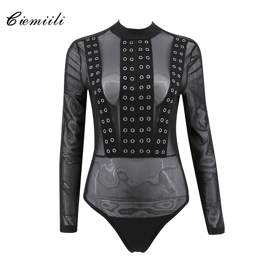CIEMIILI Sexy See Through Full Sleeve Skinny Metal Ring O Neck Women Celebrity 2018 New Fashion Party Night Out Bodysuits Romper
CIEMIILI Sexy See Through Full Sleeve Skinny Metal Ring O Neck Women Celebrity 2018 New Fashion Party Night Out Bodysuits Romper