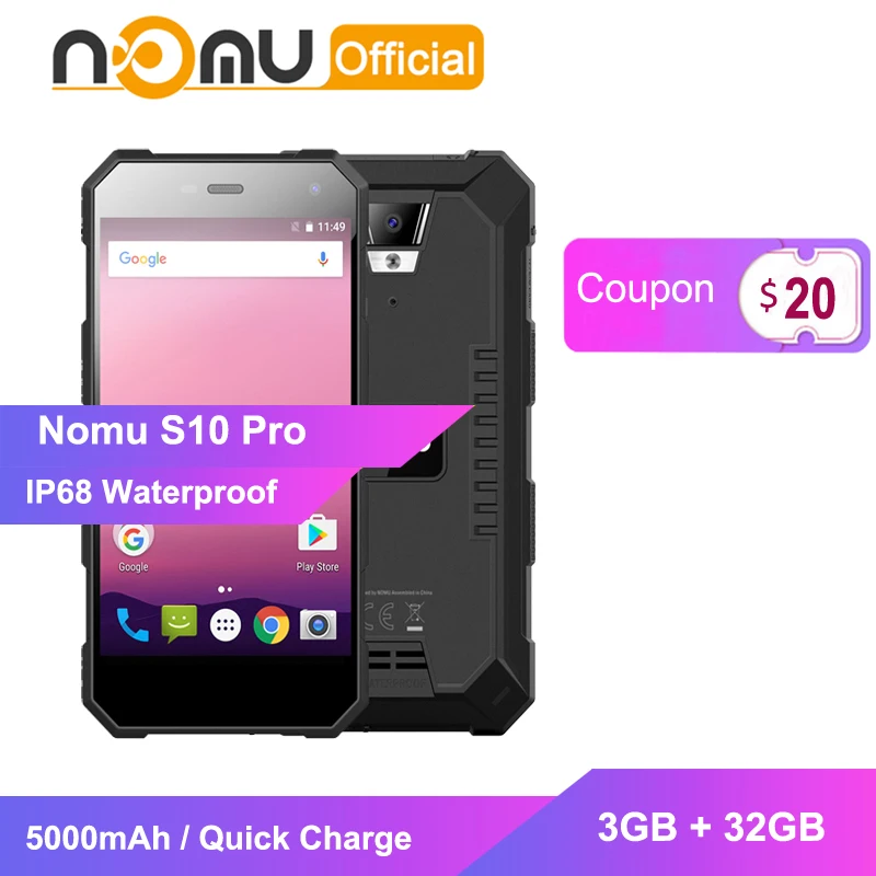 Nomu S10 Pro Shockproof mobile phone IP68 Waterproof smartphone MTK6737T Quad Core 3GB+32GB 8MP 5000mAh Quick Charge Cell Phone
Nomu S10 Pro Shockproof mobile phone IP68 Waterproof smartphone MTK6737T Quad Core 3GB+32GB 8MP 5000mAh Quick Charge Cell Phone