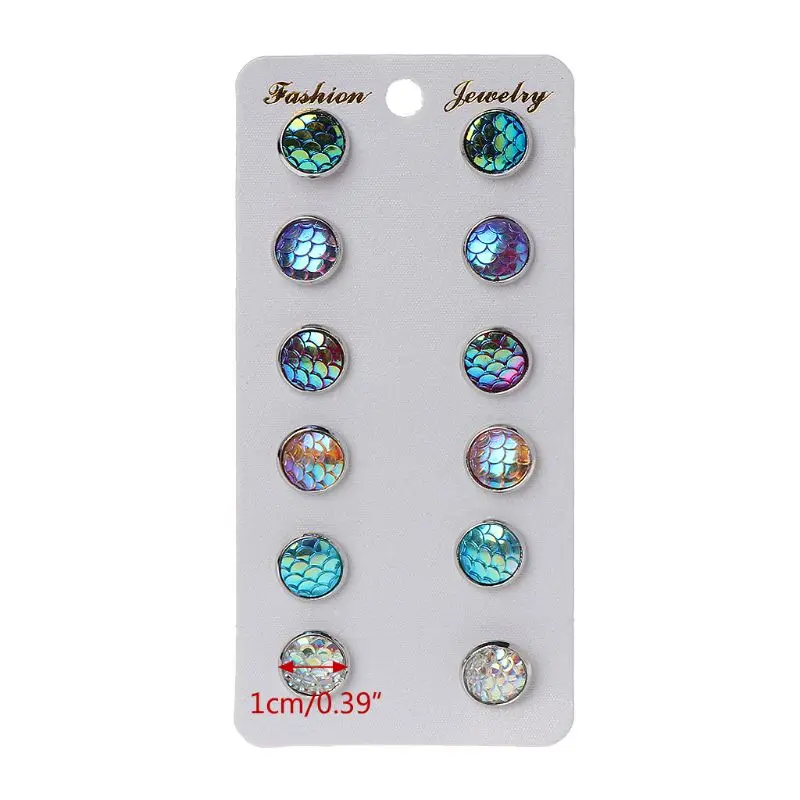 6 Pairs Beauty fmermaid Scale Round Crystals Assorted Stud Earrings Set Women Girls Gifts
6 Pairs Beauty fmermaid Scale Round Crystals Assorted Stud Earrings Set Women Girls Gifts