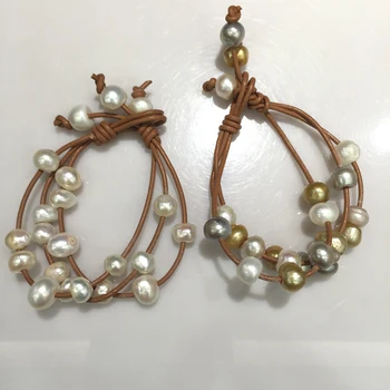 Casual sporty Baroque Natural Fresh water Pearl bracelet brown leather fashion women jewelry 10MM some hole or spots
Casual sporty Baroque Natural Fresh water Pearl bracelet brown leather fashion women jewelry 10MM some hole or spots