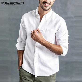 INCERUN Men Shirt Lapel Neck Cotton Long Sleeve Solid Color Blouse Plus Size Streetwear Brand Business Shirts Men Camisa 2019
INCERUN Men Shirt Lapel Neck Cotton Long Sleeve Solid Color Blouse Plus Size Streetwear Brand Business Shirts Men Camisa 2019