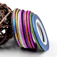 1mm 12 couleur paillettes ongles rayure ligne autocollant bande Set Art décorations bricolage conseils pour vernis à ongles Gel strass Decorat nouveau(China)