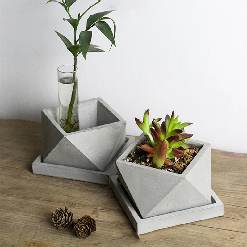 Géométrique Octagon vase succulente Fleur Ciment pot béton Moule en silicone