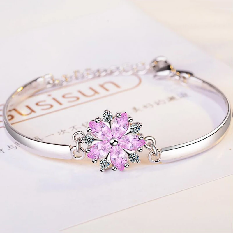 Fashion Pink Flower Cubic Zirconia Charm Bracelet For Women Bangle & Bracelet Pulseras Mujer Female Party Wedding Jewelry
Fashion Pink Flower Cubic Zirconia Charm Bracelet For Women Bangle & Bracelet Pulseras Mujer Female Party Wedding Jewelry