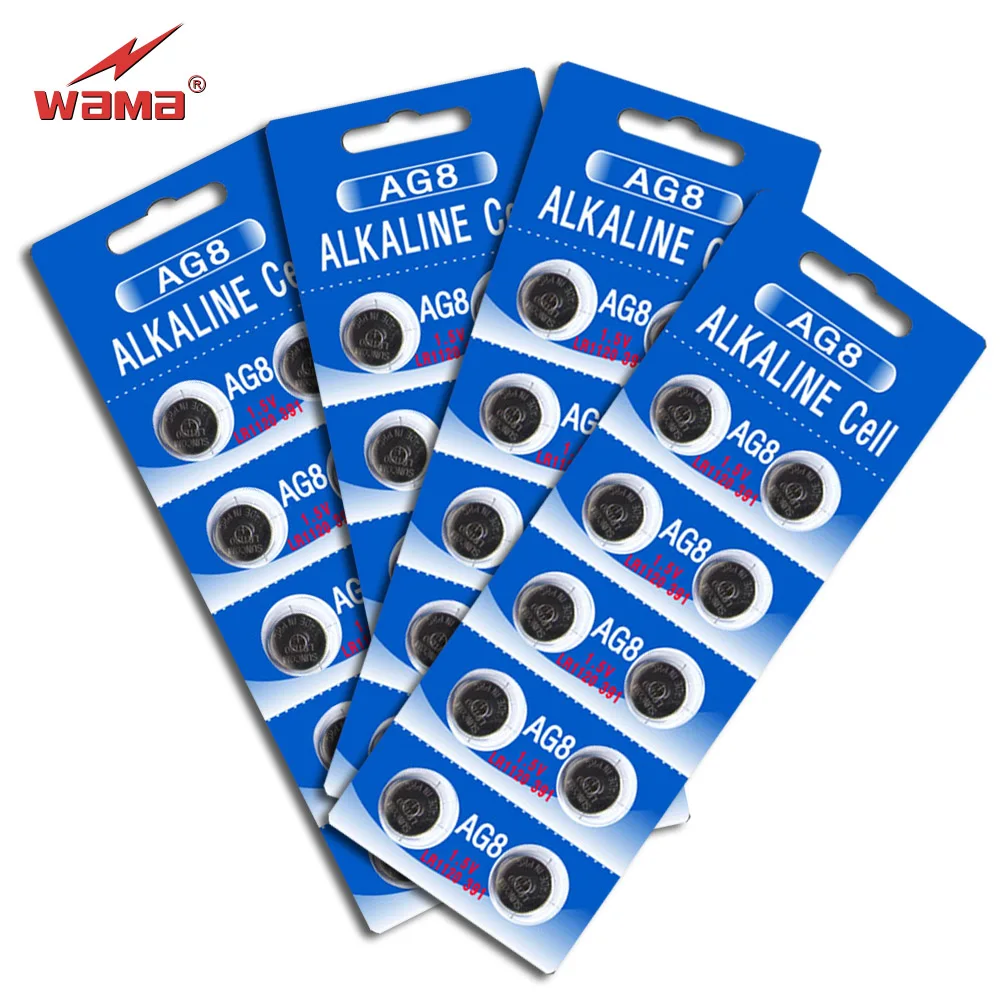 40pcs/lot Wama AG8 1.5V Lithium Button Cell Batteries LR1120 391 381 Watch Coin Battery for Disposable Calculator Toys
40pcs/lot Wama AG8 1.5V Lithium Button Cell Batteries LR1120 391 381 Watch Coin Battery for Disposable Calculator Toys