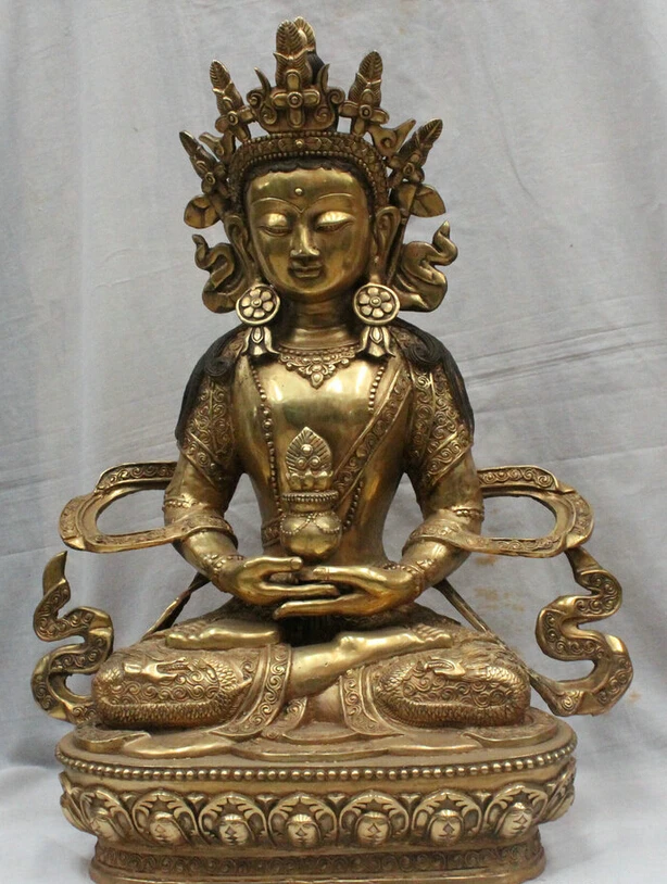 Collectible bronze S1518 28" Tibet Tibetan Temple Bronze Dragon Robe Amitayus Long Life Goddess Statue B0403
Collectible bronze S1518 28" Tibet Tibetan Temple Bronze Dragon Robe Amitayus Long Life Goddess Statue B0403