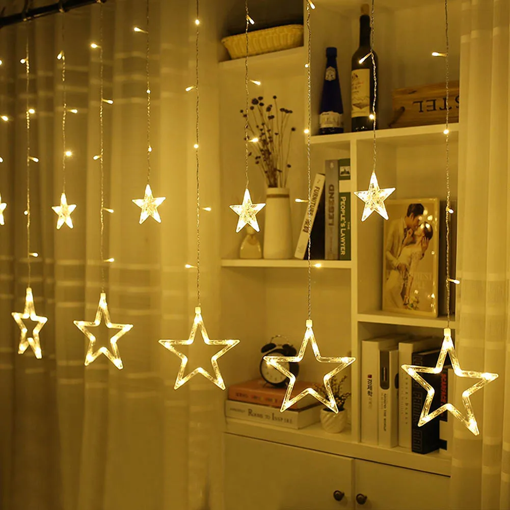 138 LEDs 2M Romantic Fairy Star LED Curtain String Light Warm White Xmas Garland Light For Wedding Party Holiday New Year Decor
138 LEDs 2M Romantic Fairy Star LED Curtain String Light Warm White Xmas Garland Light For Wedding Party Holiday New Year Decor