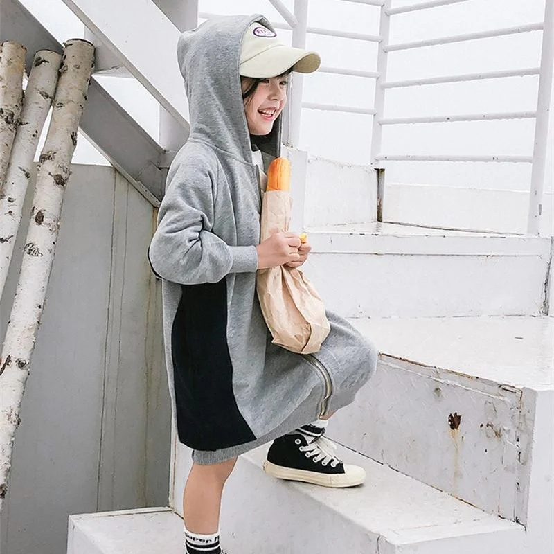 Girls long hooded sweater 2019 spring new Korean version of loose lazy wind color coat tide
Girls long hooded sweater 2019 spring new Korean version of loose lazy wind color coat tide