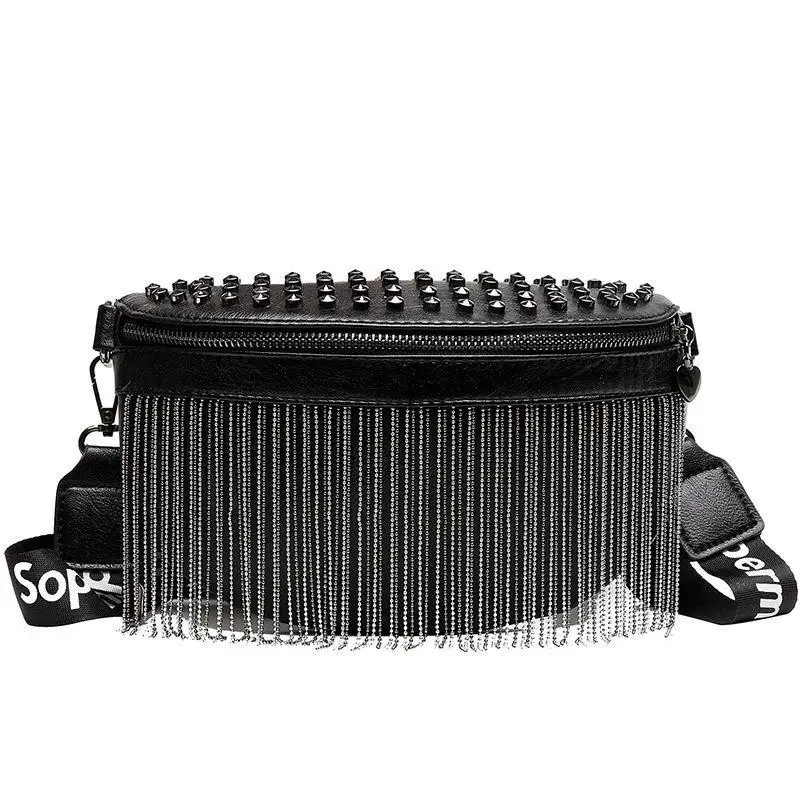 Women Punk Rivet Waist Bags Tassel Cool Fanny Pack Leather Chest Belt Bags Crossbody Shoulder Phone Money Bum Hip Purse
Women Punk Rivet Waist Bags Tassel Cool Fanny Pack Leather Chest Belt Bags Crossbody Shoulder Phone Money Bum Hip Purse