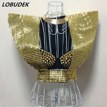 DS costumes female DJ style sparkling paragraph armor Habergeon golden flower style costume High quality free shipping singer
DS costumes female DJ style sparkling paragraph armor Habergeon golden flower style costume High quality free shipping singer