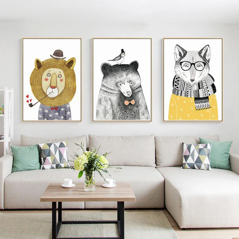 Nordic Style Cute Panda Lion Fox Canvas Painting Children's Posters And Prints Wall Art Pictures For Living Room Kids Nursery HD
Nordic Style Cute Panda Lion Fox Canvas Painting Children's Posters And Prints Wall Art Pictures For Living Room Kids Nursery HD