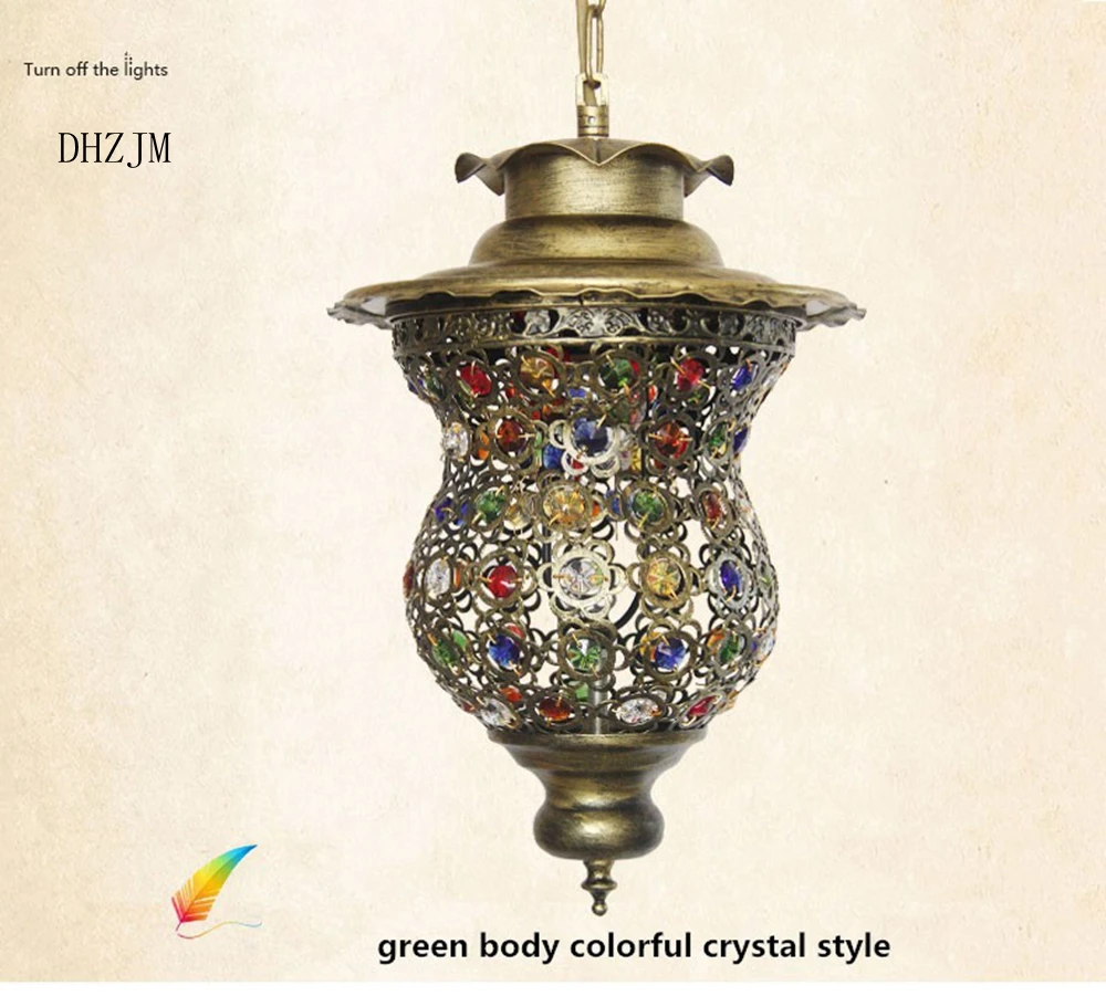 2015 Promotion Creative Dia25cm Mediterranean Led Hand Knitted Crystal Pendant Light Tiffany Vintage Painted Iron | Освещение