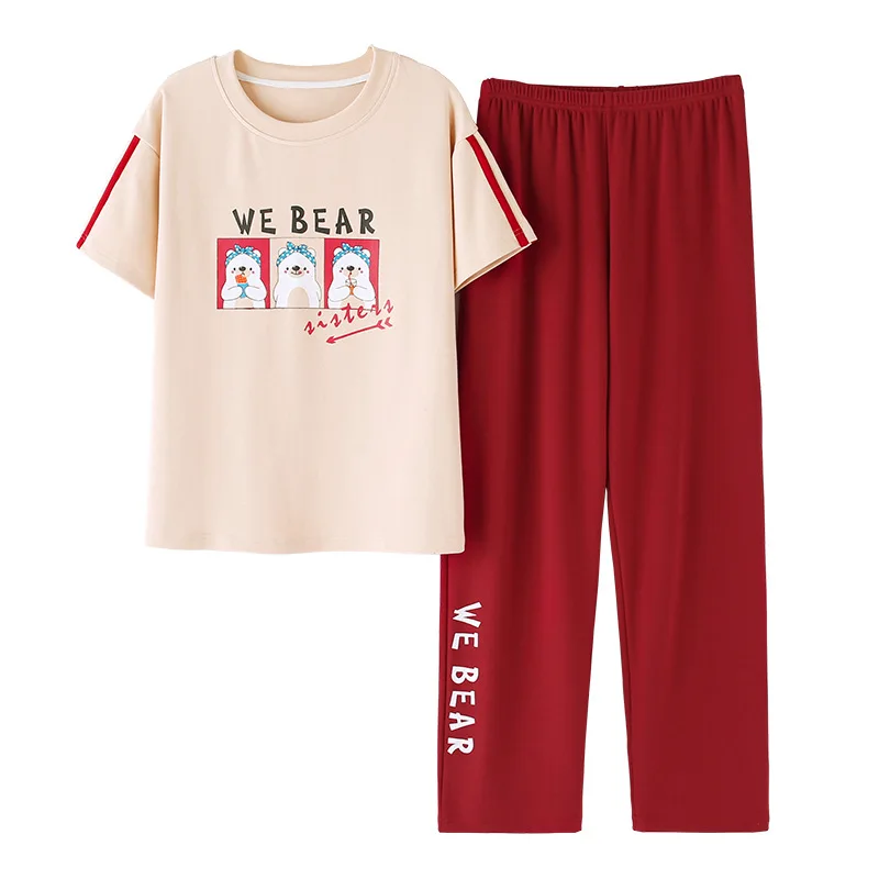 Summer2019 pyjama femme cotton round neck short-sleeved trousers pajamas 2pcs print casual sleepwear lounge set sports suit pink
Summer2019 pyjama femme cotton round neck short-sleeved trousers pajamas 2pcs print casual sleepwear lounge set sports suit pink