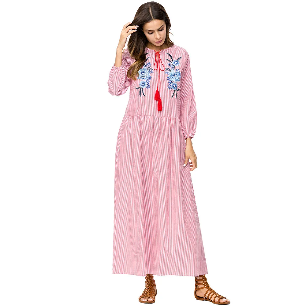 Floral Embroidery Boho Maxi Dress Women Long Sleeve Autumn Casual Loose Striped Dress Robe 2019 Oversized Red Long Vestido
Floral Embroidery Boho Maxi Dress Women Long Sleeve Autumn Casual Loose Striped Dress Robe 2019 Oversized Red Long Vestido