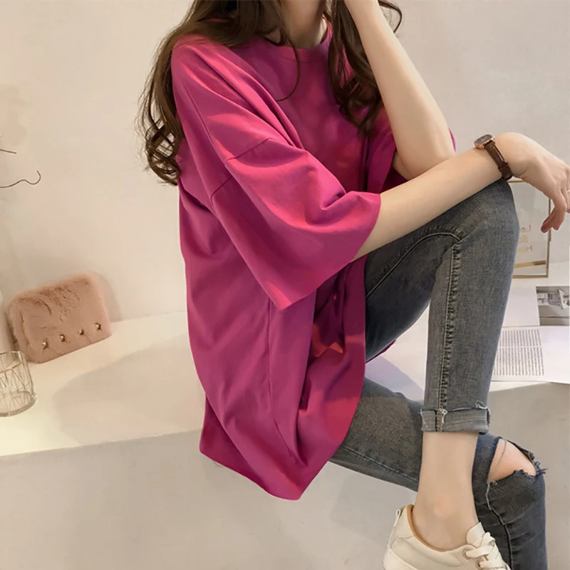 Solid color summer women's breathable loose T-shirt comfortable breathable round neck fashion trend female short sleeve
Solid color summer women's breathable loose T-shirt comfortable breathable round neck fashion trend female short sleeve