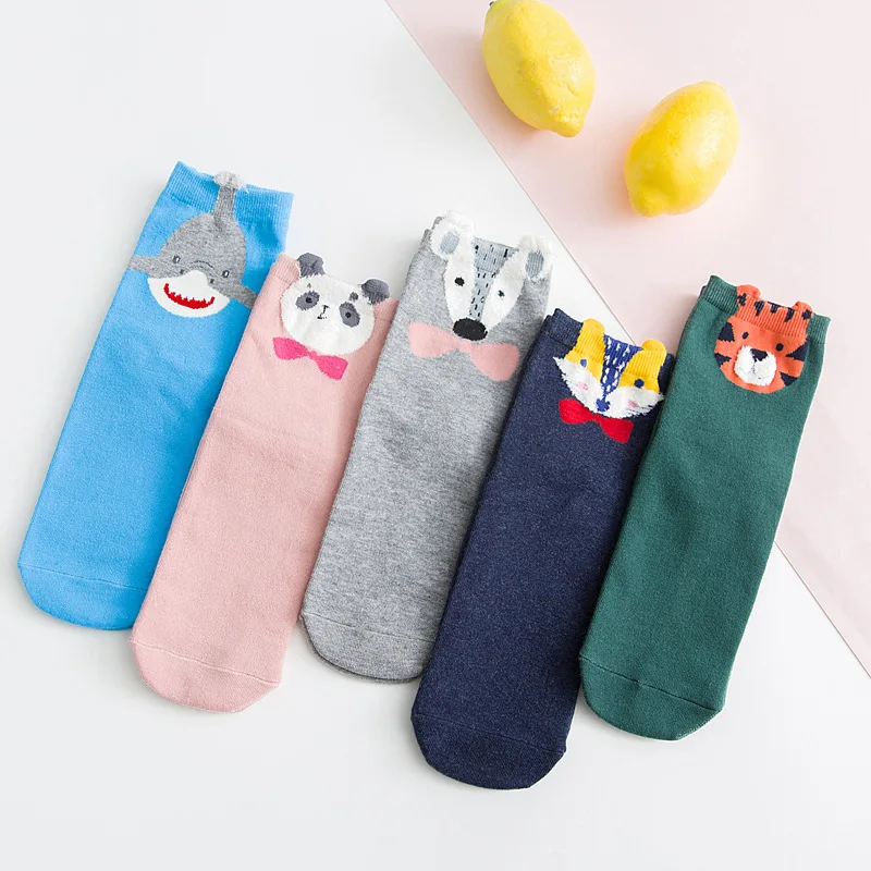 Олень Тигр Панда акула мультфильм 3D Животные красочные милые женские короткие