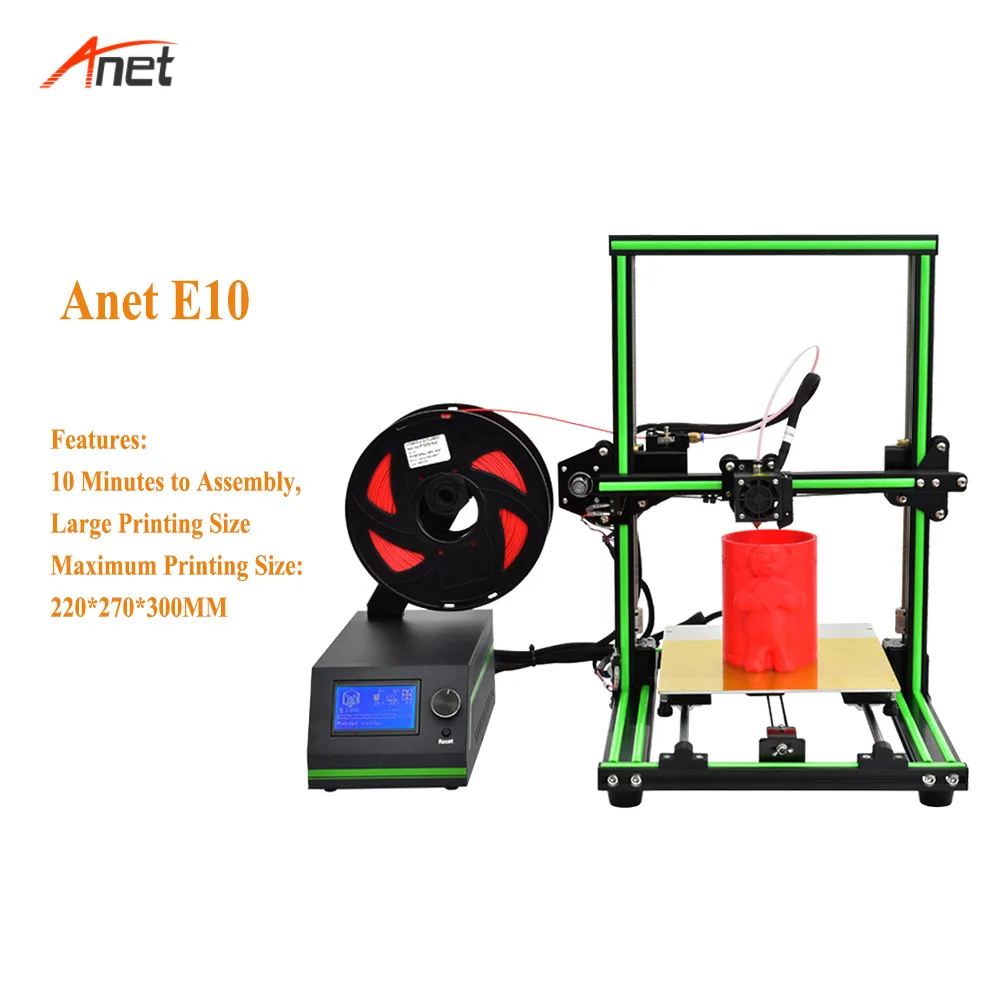 

Anet E10 Single Color Cooper Nozzle Semi Assembled 3d Printer Metal Frame 220*270*300MM Large Build Volume Impressora 3d