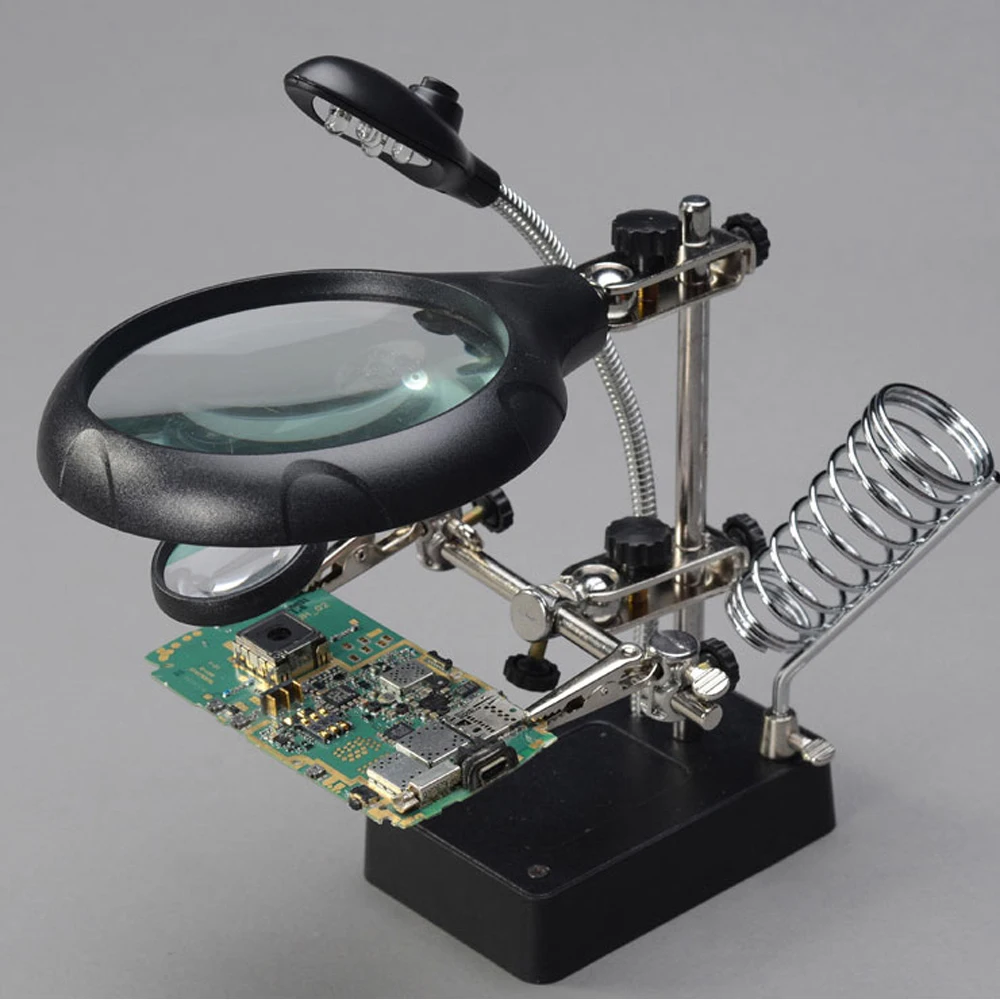 Welding Magnifying Glass 5 LED Auxiliary Clip Magnifier 3 In1 Hand Soldering Solder Iron Stand Holder Station
Welding Magnifying Glass 5 LED Auxiliary Clip Magnifier 3 In1 Hand Soldering Solder Iron Stand Holder Station
