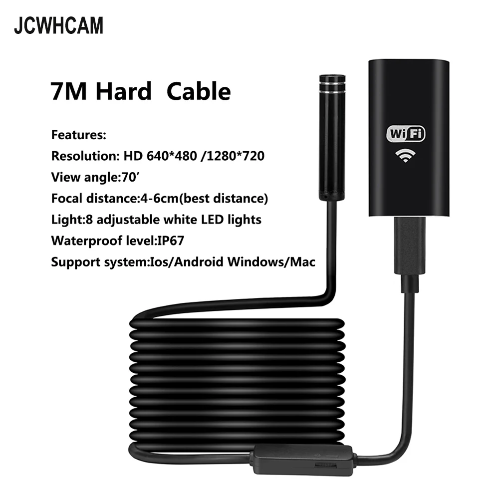 7M Hard Rigied Cable WiFi Endoscope 720P 8mm Lens Endoscoop For iphone Endoscope Camera Android with 8 Led Mini Wifi Camera
7M Hard Rigied Cable WiFi Endoscope 720P 8mm Lens Endoscoop For iphone Endoscope Camera Android with 8 Led Mini Wifi Camera