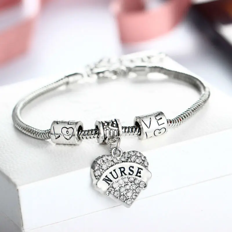 Nurse Bracelets Heart Clear Crystal Charm Jewelry Love Bangle Bracelet For Women Chain Beads Love
Nurse Bracelets Heart Clear Crystal Charm Jewelry Love Bangle Bracelet For Women Chain Beads Love