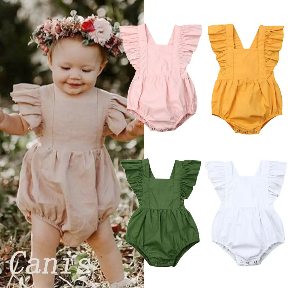 Newborn Baby Girl Boys Cute Bodysuits Ruffle Short Sleeve Solid Jumpsuit Overall Clothes Summer 0-24M
Newborn Baby Girl Boys Cute Bodysuits Ruffle Short Sleeve Solid Jumpsuit Overall Clothes Summer 0-24M