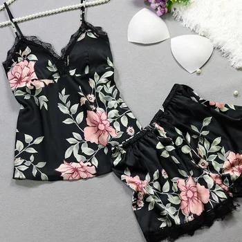 2019 Summer Silk Pajamas Sets For Women Lace Satin Pijama Nightwear Two Piece Sexy Lingerie Female Pajama Pyjamas Women Homewear
2019 Summer Silk Pajamas Sets For Women Lace Satin Pijama Nightwear Two Piece Sexy Lingerie Female Pajama Pyjamas Women Homewear