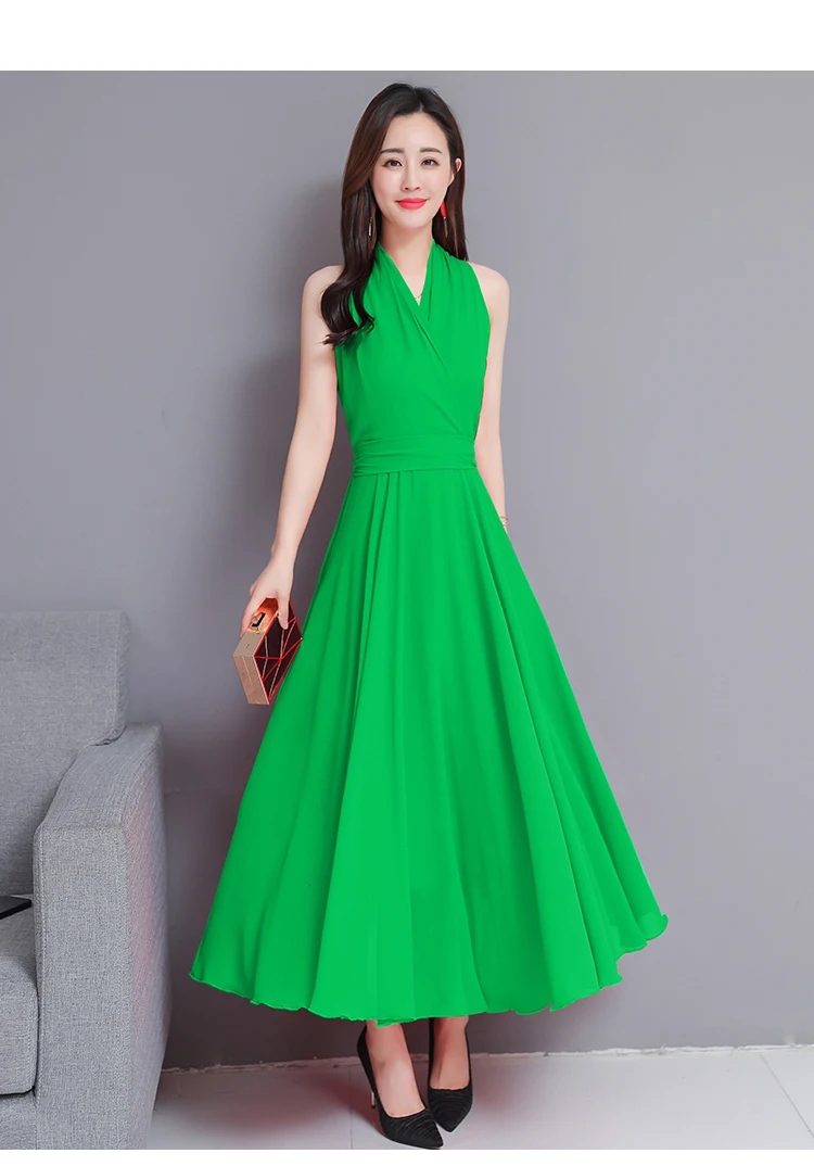 ummer Formal Dress Women Elegant Sleeveless V-neck Plus Size 2019 Women Dresses Evening Party Long Maxi Dress Chiffon Boho Robe8