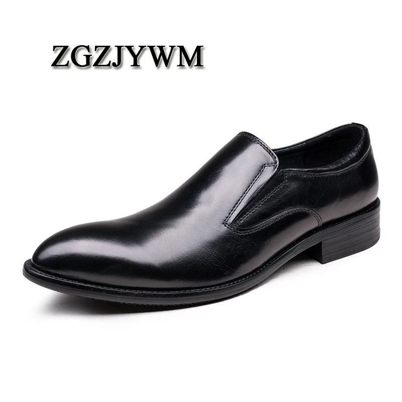 ZGZJYWM модные новые черные/коричневые деловые мужские строгие туфли на шнуровке с
