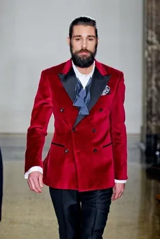 (Jacket+Pants) New Bespoke Peaked Lapel Velvet Mens Suits Red 2018 Latest Design 2 Pieces Terno Masculino men suit
(Jacket+Pants) New Bespoke Peaked Lapel Velvet Mens Suits Red 2018 Latest Design 2 Pieces Terno Masculino men suit