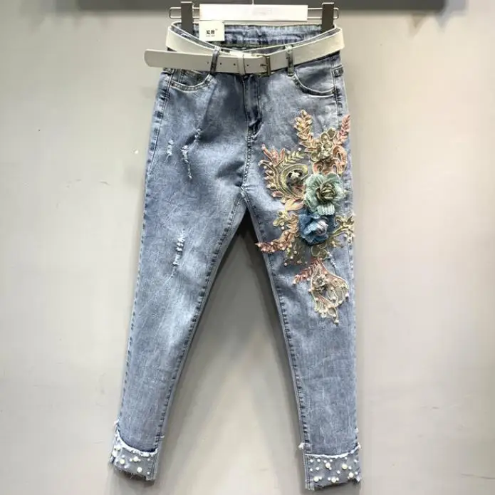 Jeans women 2019 summer fashion beaded embroidered flowers skinny ankle length pencil jeans plus size
Jeans women 2019 summer fashion beaded embroidered flowers skinny ankle length pencil jeans plus size