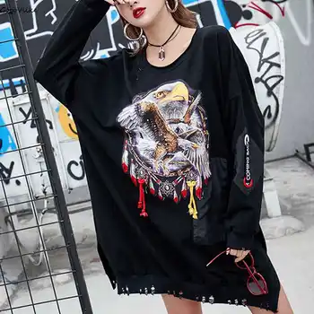 Punk Eagle Pullovers Sweatershirt Lace Up 2019 New Women Tops Ribbons Punk Clothing Girls Long Sleeve hoody Plus Size LT935S550
Punk Eagle Pullovers Sweatershirt Lace Up 2019 New Women Tops Ribbons Punk Clothing Girls Long Sleeve hoody Plus Size LT935S550
