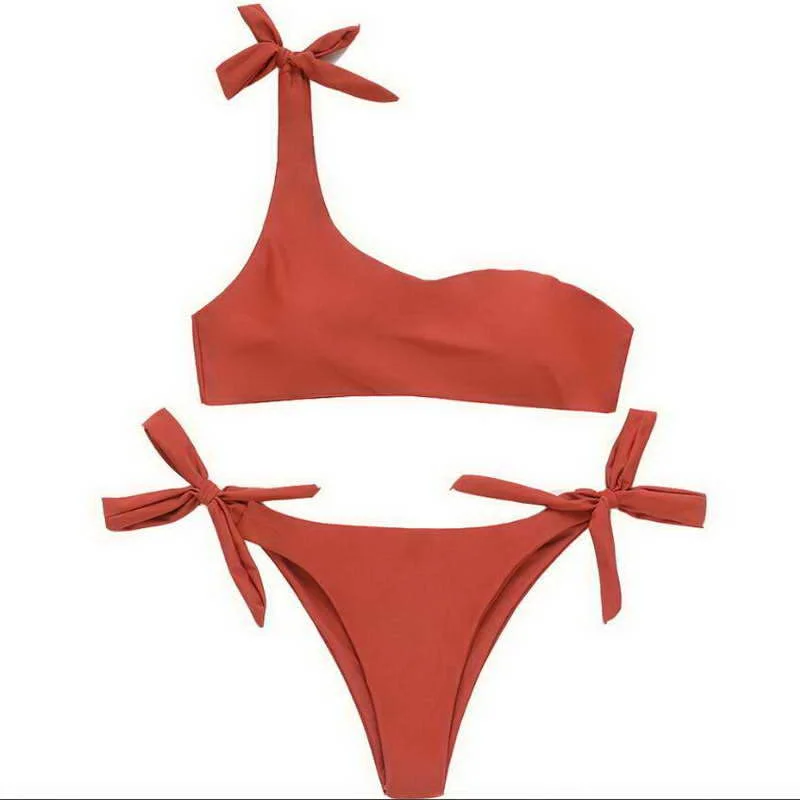 Cheap High Quality swimwear One Shoulder swimwear bow design pure color bikini set
Cheap High Quality swimwear One Shoulder swimwear bow design pure color bikini set