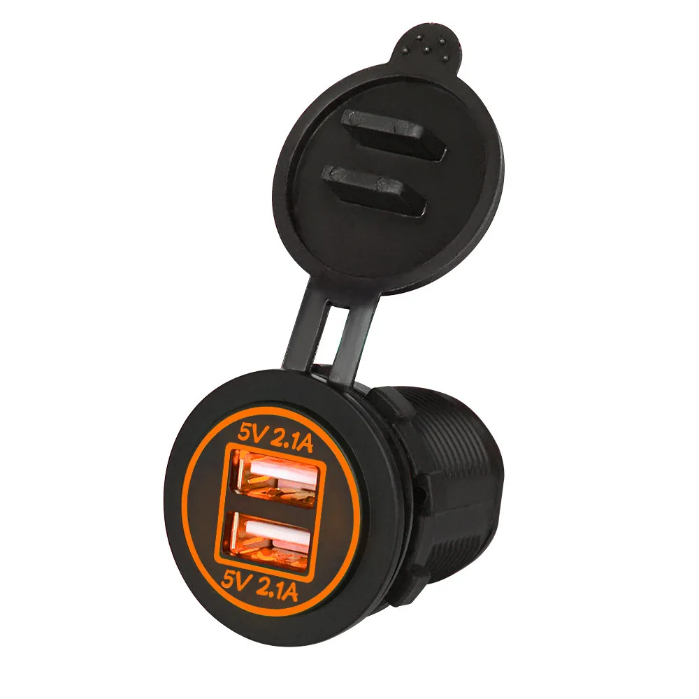 Dual USB car charger with aperture for 5V 2.1A charger socket adapter power socket for 12V 24V car motorcycle White Orange
Dual USB car charger with aperture for 5V 2.1A charger socket adapter power socket for 12V 24V car motorcycle White Orange