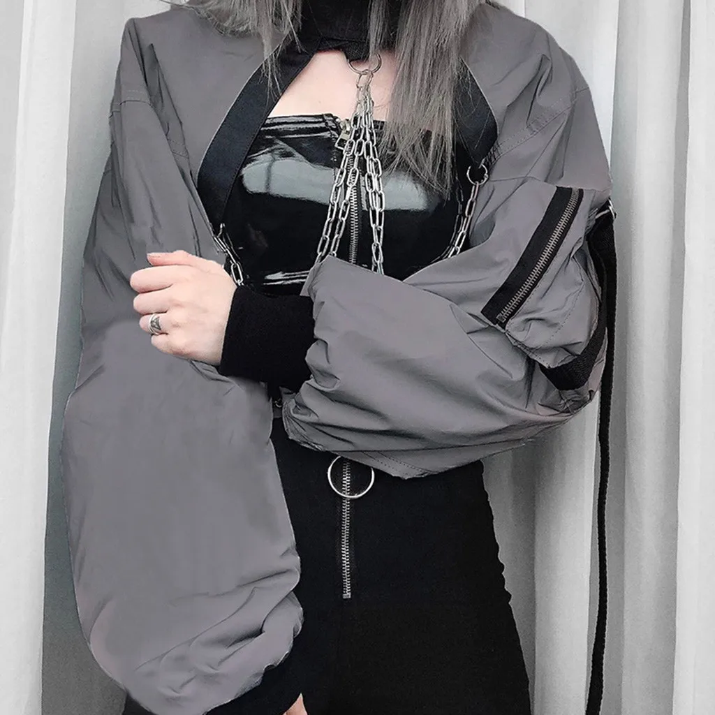 JAYCOSIN Autumn Women Solid Top Hooded T-shirt Cropped Long Sleeve irregular reflective zipper casual shirt punk wind Shirts
JAYCOSIN Autumn Women Solid Top Hooded T-shirt Cropped Long Sleeve irregular reflective zipper casual shirt punk wind Shirts