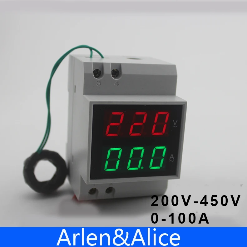 Din rail LED display Voltage and current meter with extra CT Current Transformers voltmeter ammeter range AC 200-450V 0.1-99.9A
Din rail LED display Voltage and current meter with extra CT Current Transformers voltmeter ammeter range AC 200-450V 0.1-99.9A