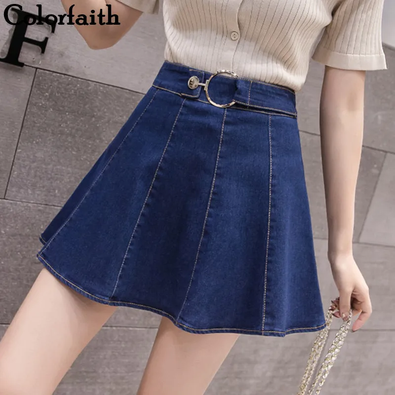 Colorfaith 2019 Women Casual Denim Mini Skirt Spring Summer A-line Pleated Skater Skirt Steetwear High Waist Femininas SK8111
Colorfaith 2019 Women Casual Denim Mini Skirt Spring Summer A-line Pleated Skater Skirt Steetwear High Waist Femininas SK8111