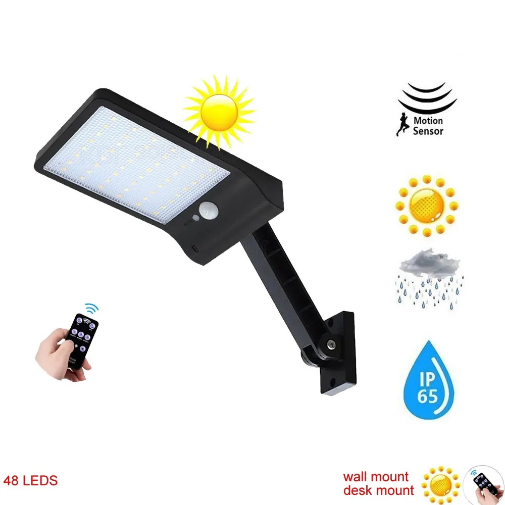 desk wall mount remote control rotate bracket solar street light 48 LED Solar Light Three Modes Black White Waterproof Outdoor G
desk wall mount remote control rotate bracket solar street light 48 LED Solar Light Three Modes Black White Waterproof Outdoor G