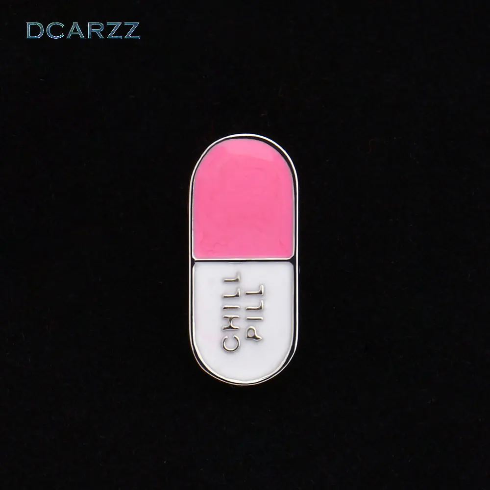 CUTE TINY HAPPY PILL PINK /& WHITE PIN BADGE ENAMEL METAL PILLS
