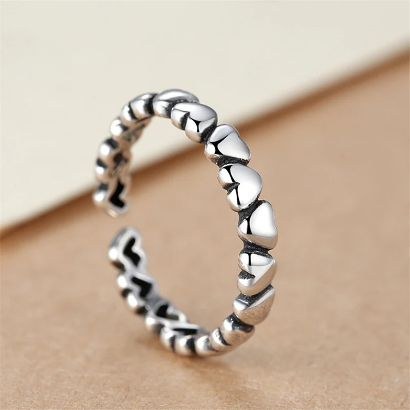 925 Sterling Silver Adjustable Rings For Women Femme Gift Handmade Heart Finger Ring Prevent Allergy Sterling-silver-jewelry
925 Sterling Silver Adjustable Rings For Women Femme Gift Handmade Heart Finger Ring Prevent Allergy Sterling-silver-jewelry