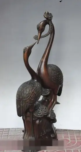 S01577 33"China Fengshui Bronze red-crowned crane bird Ru Yi mutually Love Statue pair B0403
S01577 33"China Fengshui Bronze red-crowned crane bird Ru Yi mutually Love Statue pair B0403