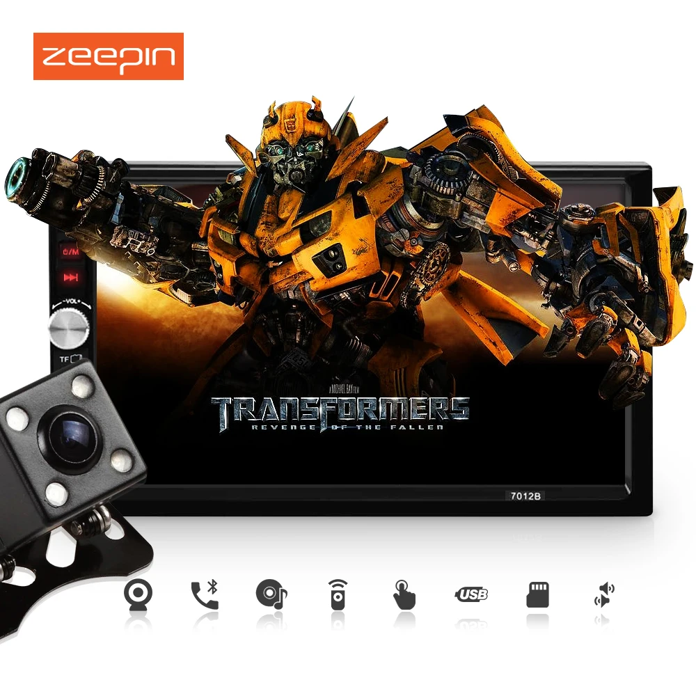 Zeepin Car Radio 7012B+Rear Camera 7 Inch Bluetooth TFT Screen Car Audio Stereo MP5 Player 12V Auto 2-Din Support AUX FM USB MP4