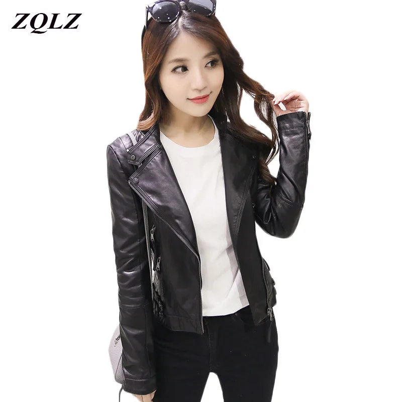 ZQLZ Black Faux Leather Jacket Women Turn-down Collar Zipper Bomber Biker Motorcycle Jackets Female Spring Autumn Caot
ZQLZ Black Faux Leather Jacket Women Turn-down Collar Zipper Bomber Biker Motorcycle Jackets Female Spring Autumn Caot