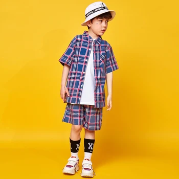 Children'S Day Jazz Dance Costumes Boys Summer Short Sleeve Popping Plaid Set Hip Hop Costumes Modern Dance Costume DQS1508
Children'S Day Jazz Dance Costumes Boys Summer Short Sleeve Popping Plaid Set Hip Hop Costumes Modern Dance Costume DQS1508