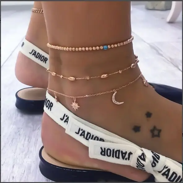 3pcs/set Delicate Star Moon Anklets for Women Beach Jewelry Fashion Gold Color Beads Ankle Chain Bracelet on The Leg
3pcs/set Delicate Star Moon Anklets for Women Beach Jewelry Fashion Gold Color Beads Ankle Chain Bracelet on The Leg