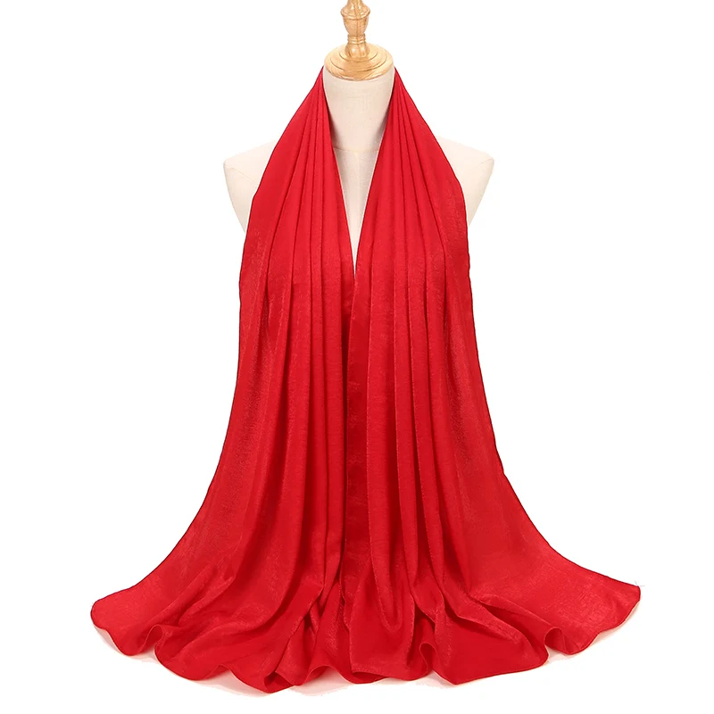 Beautiful Satin Plain Hijab Muslim Female