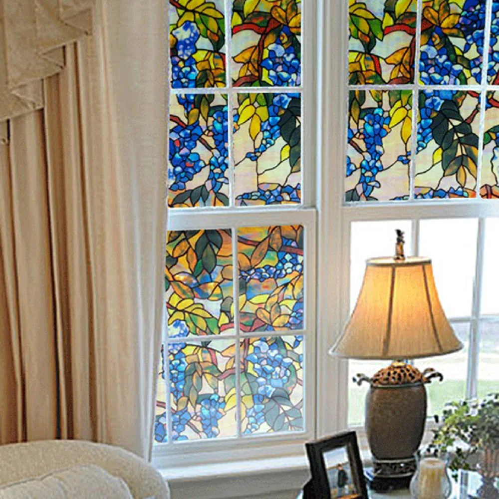Stained glass film Grape Floral Plant Vine Stained Window Glass Film Privacy Protection Decorative Window Film 30x100cm
Stained glass film Grape Floral Plant Vine Stained Window Glass Film Privacy Protection Decorative Window Film 30x100cm