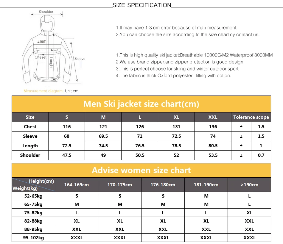 Ride Snowboard Jacket Size Chart