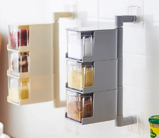 Creative Wall-mounted Spice Box Plastic Seasoning Jar Set Simple And Convenient Free Punching Kitchen Salt Seasoning Box Q218
Creative Wall-mounted Spice Box Plastic Seasoning Jar Set Simple And Convenient Free Punching Kitchen Salt Seasoning Box Q218